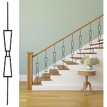 10 Pack Staircase Balusters, 44" x 1/2" Double Trapezoid Hollow Balusters for Staircase Interior, Black Stair Spindles Iron Balusters Suitable for Terraces, Courtyards, Balconies 10 Double Trapezoid