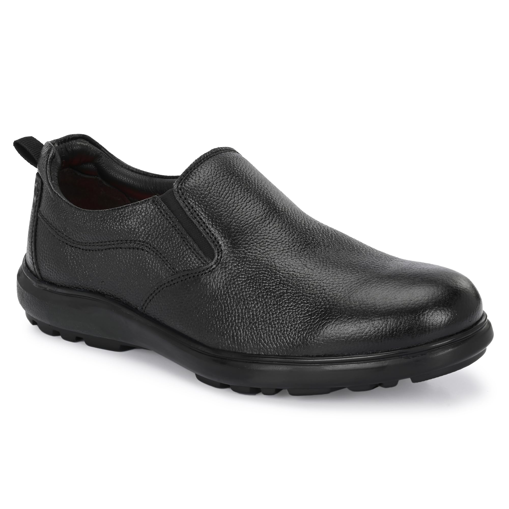 Men’s Genuine Leather Formal Pull-On Shoes for Office & Business | Comfortable Slip-On Dress Shoes for Men | Durable Soft Leather Formal Footwear (Black, UK Size)-image-44