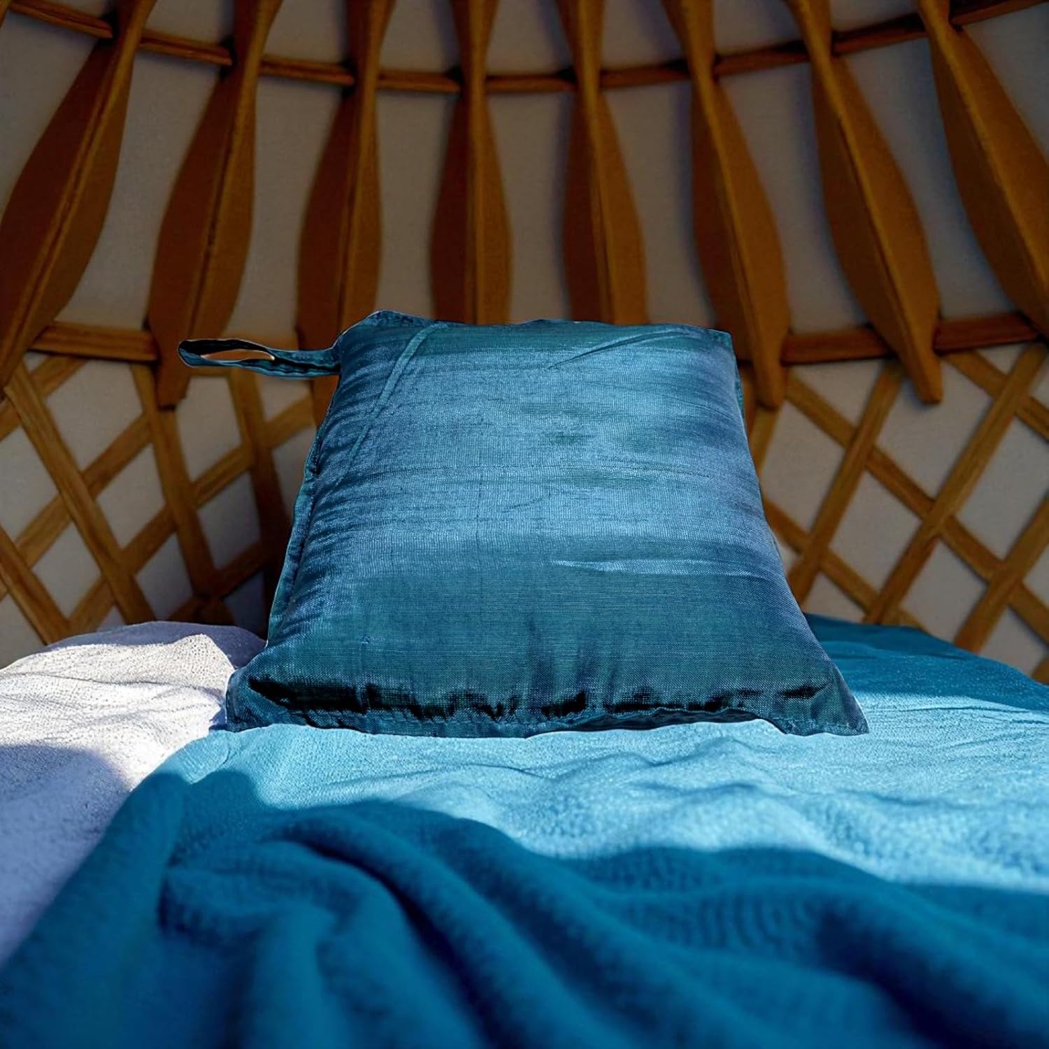 Vietnamese Luxury Silk Travel Single Sleeping Bag Liner Sheet Cover (Marine Blue)