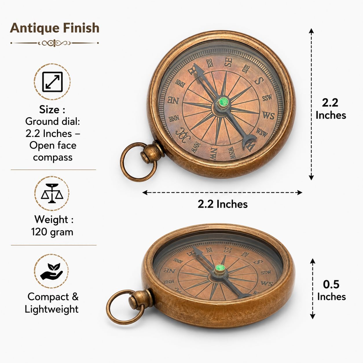 Amazon.co.jp: Nautical Vintage Antique Finish Compass Shiny Brass