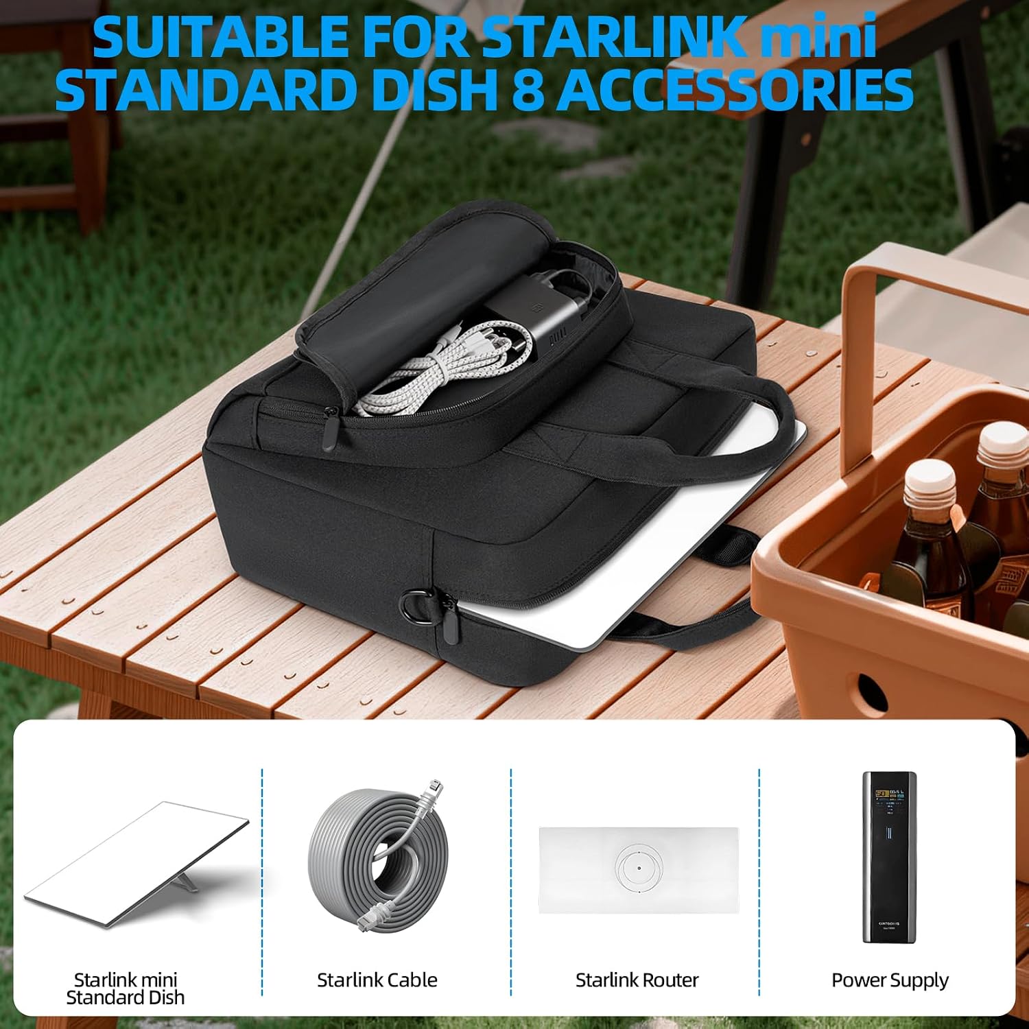 GMAK Starlink Mini Case Carrying Bag, Starlink Travel Case Organizer for Starlink-Mini and Accessories, Adjustable Shoulder Strap, Portable Dish Travel Bag for Outdoor Camping and RV Trips