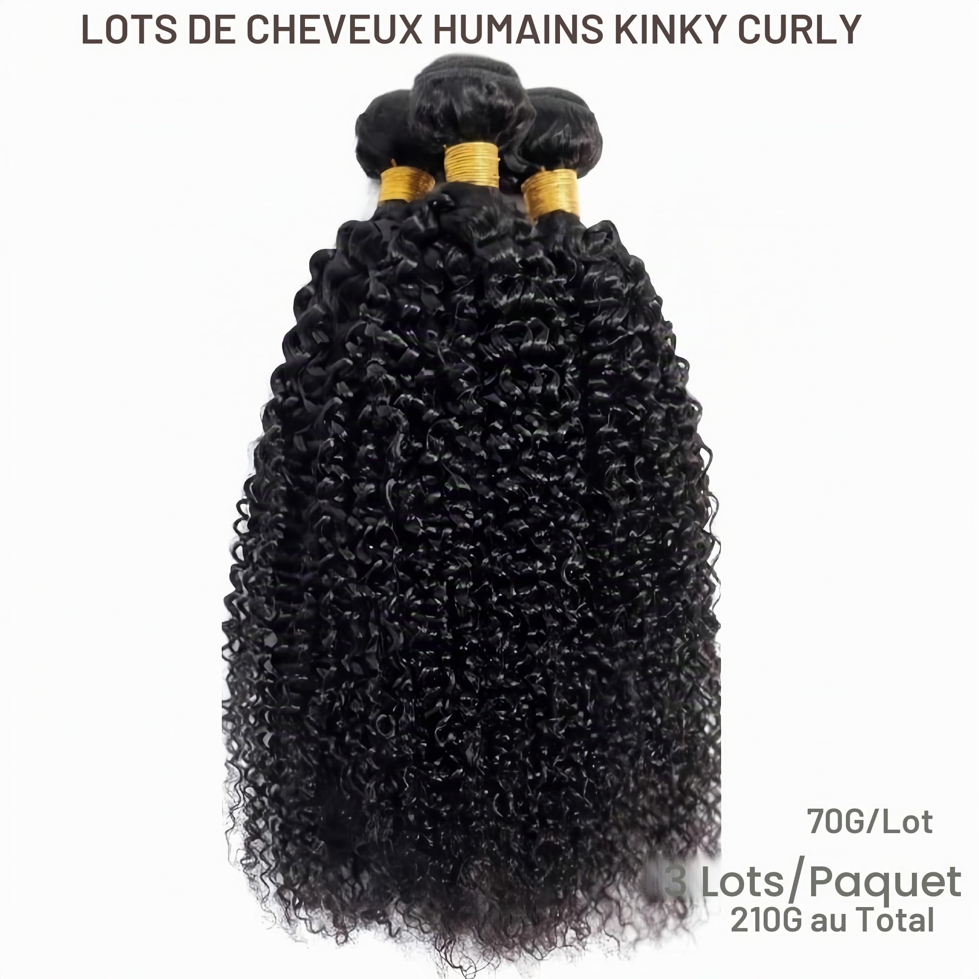 Tissage Naturel Cheveux Humain Kinky Curly Bundle Bouclés 14 16 18 Pouces