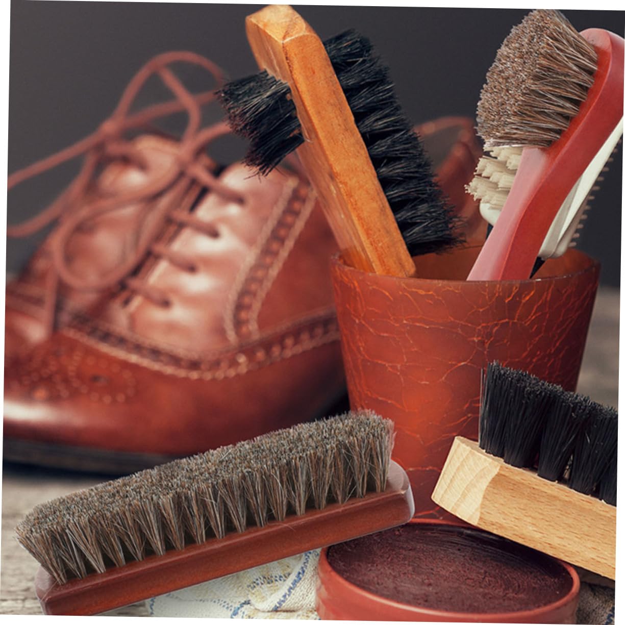 4 Piezas Cepillos de Limpieza de Zapatos de Crin de Caballo Juego para Pulido de Zapatos Limpieza de Asientos de Automóviles y Sofás Cepillo Multifuncional para Brillo y de