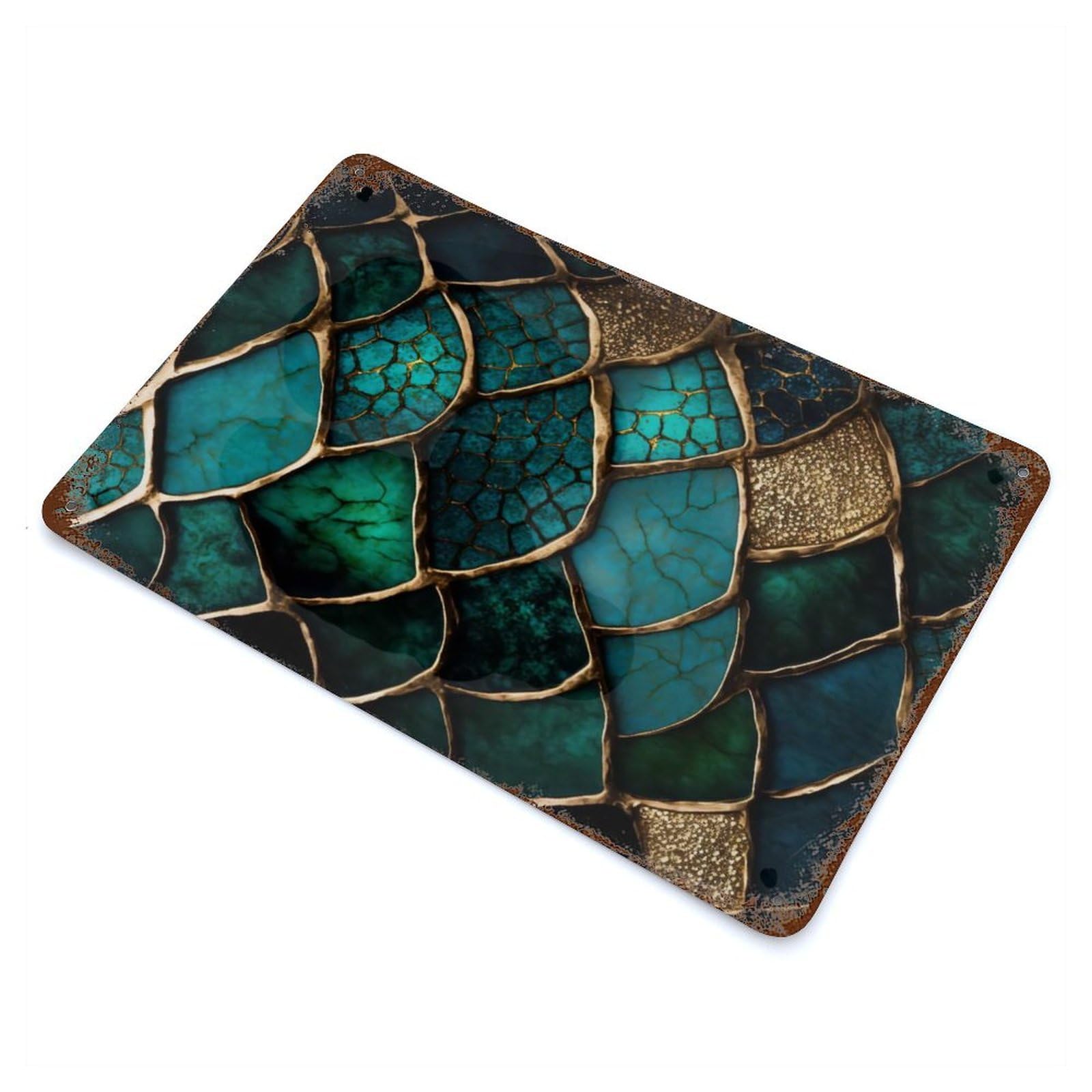 Dragon Skin Kintsugi Art Rusty Metal Tin Sign 11.8"x7.9", for Pub, Kitchen And Man Cave Decor, Farmhouse Wall Decor