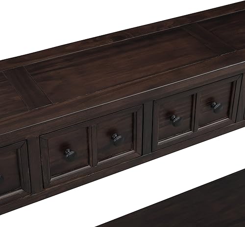 Miniatura 9 de P PURLOVE Mesa consola rústica de entrada, mesas de sofá estrechas y largas de 60 pulgadas con dos cajones de diferentes tamaños y 1 estante, mesa