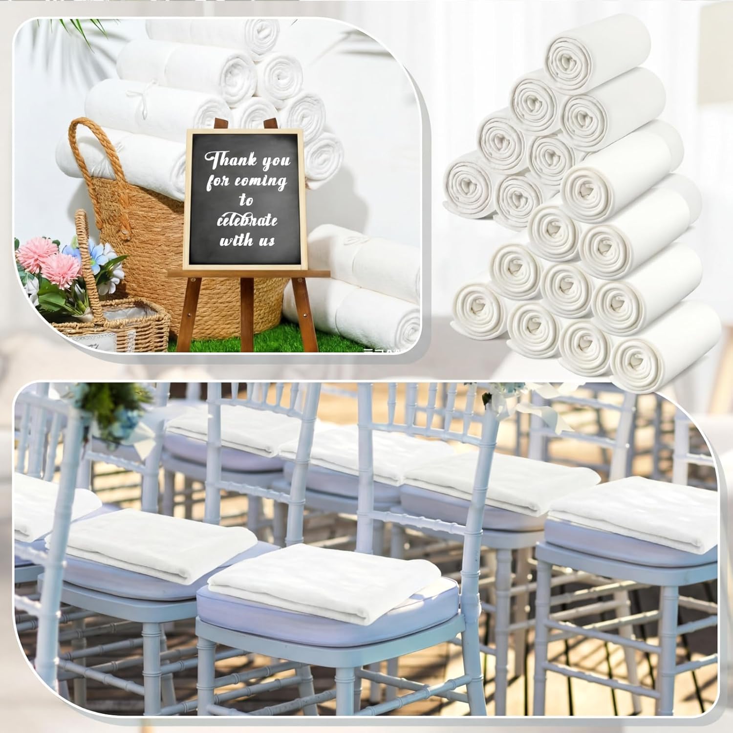 Newwiee 48 Pcs Fleece Throw Blankets Bulk 50'' x 60'' Oeko-tex Standard 100 Certified Spring Outdoor Wedding Guest Blankets Lightweight for Sleepover Donation Lap Pet Sofa Home (White) - Image 4