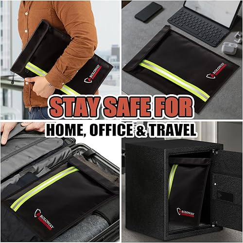 Miniatura 6 de ROLOWAY Bolsa de documentos ignífuga (15.5 x 11.5 pulgadas) con 2 bolsillos y capa de papel de aluminio de 5200 , bolsa ignífuga para documentos