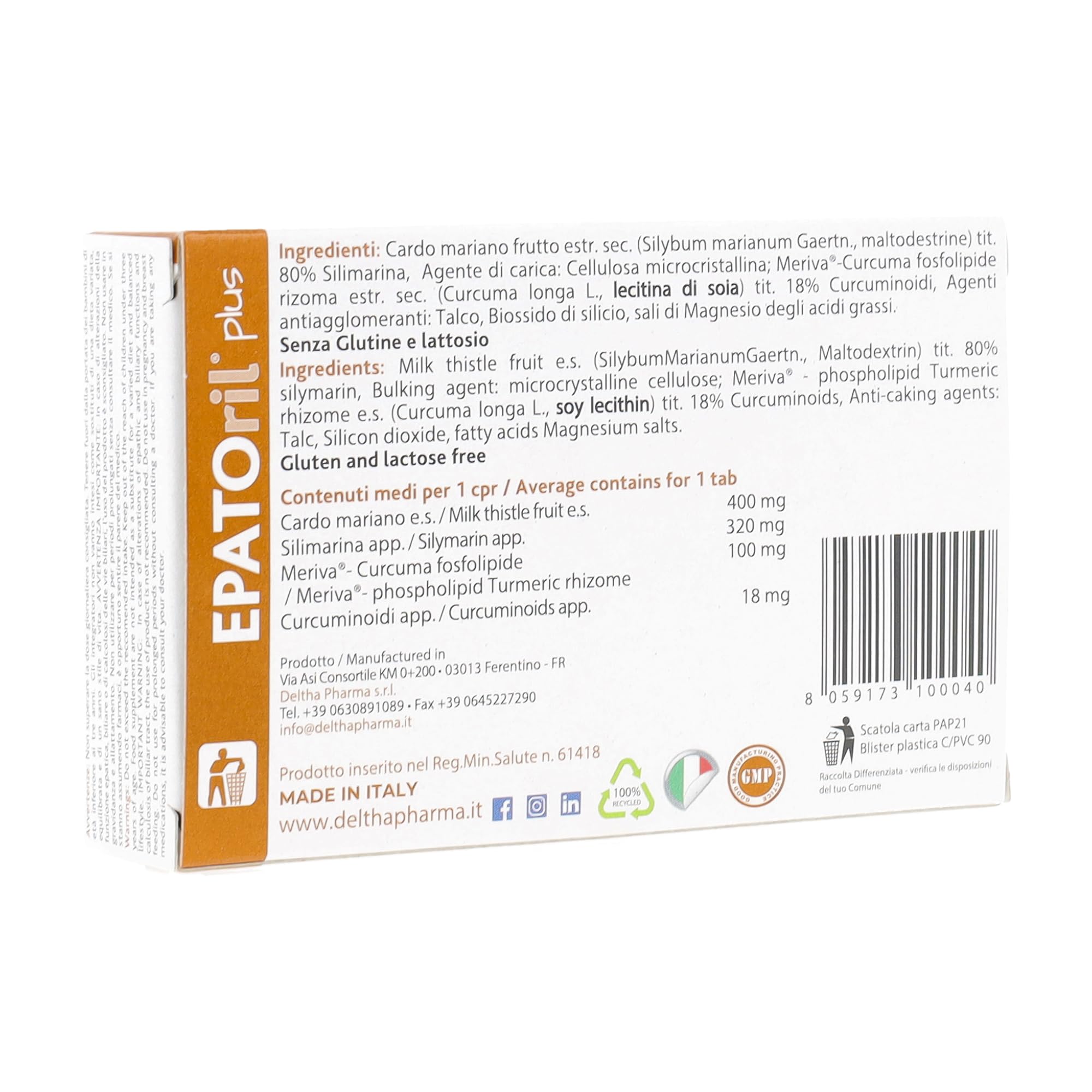 Deltha Pharma - Epatoril Plus Integratore per il Fegato 30 Compresse - 932677368