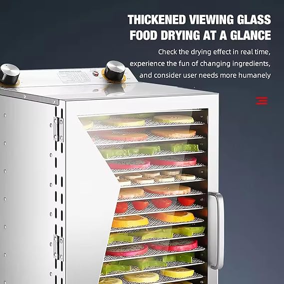 400W Food Dehydrator, 6/8/12 Layers Food Drying Machine, 012H Timer, 3590C Temperature Control, 360 Hot Air Circulation for Fruits, Vegetables, Meat and Seafood, 12 Layers