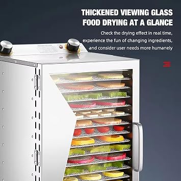 400W Food Dehydrator, 6/8/12 Layers Food Drying Machine, 012H Timer, 3590C Temperature Control, 360 Hot Air Circulation for Fruits, Vegetables, Meat and Seafood, 12 Layers