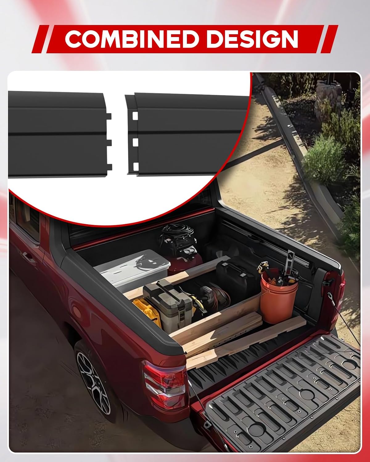 Truck Bed Cap Covers Compatible with 2022-2025 Ford Maverick, Combined Pickup Bed Side Rail Cap Protector for Ford Maverick Accessories, PP Plastic, 4PCS