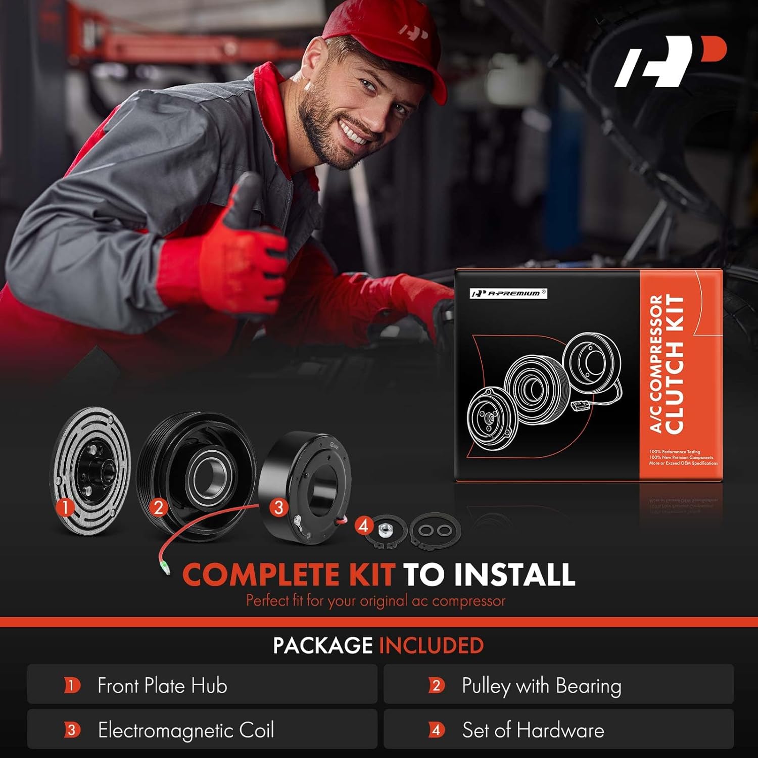 A-Premium Air Conditioner AC Compressor Clutch Kit Compatible with Jeep Cherokee 1997-2001, Wrangler TJ 1997-1999 & Dodge Dakota 1996-2002, 2.5L 4.0L