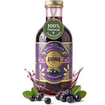 Berry Adventurous Natural Aronia Berry Juice 30 Fl Oz Proudly 100% USA Grown, Full Strength, Cold Pressed, Semi-Sweet Aronia Juice Packed with Powerful Antioxidants - Farmer Physician Founded Viroqua Aronia