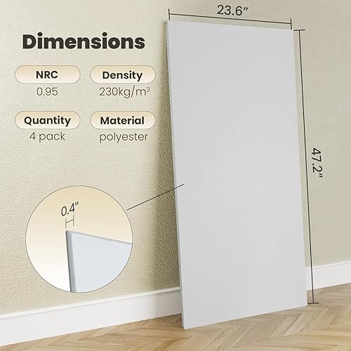 Miniatura 2 de Paquete de 6 paneles acústicos, 47.2 x 23.6 x 0.4 pulgadas, paneles de pared autoadhesivos insonorizados para oficina, estudio en casa, sala de