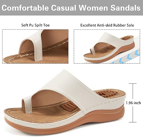 Miniatura 3 de Aomigoct Sandals for Women Wedge Shoes Comfortable Orthopedic Sandals Womens Dressy Summer Flip Flops Casual Walking Wedges