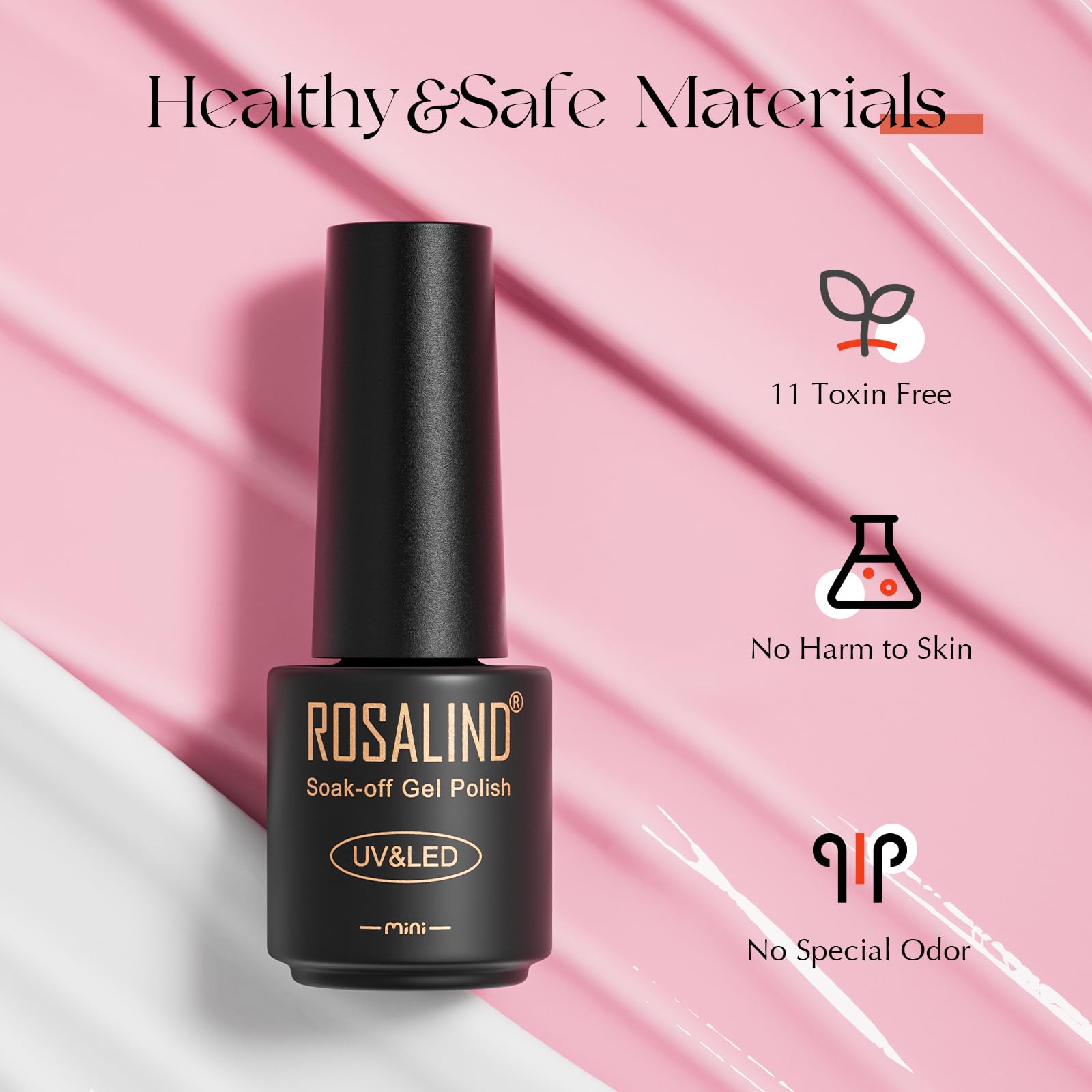 ROSALIND Vernis à Ongles Gels Semi Permanent 48 Pcs, 45 Couleurs + 1Base ＋1 Top Coat Brillant ＋1 Top Coat Matte, Lot Mini Nu Gris Vert Violet UV LED