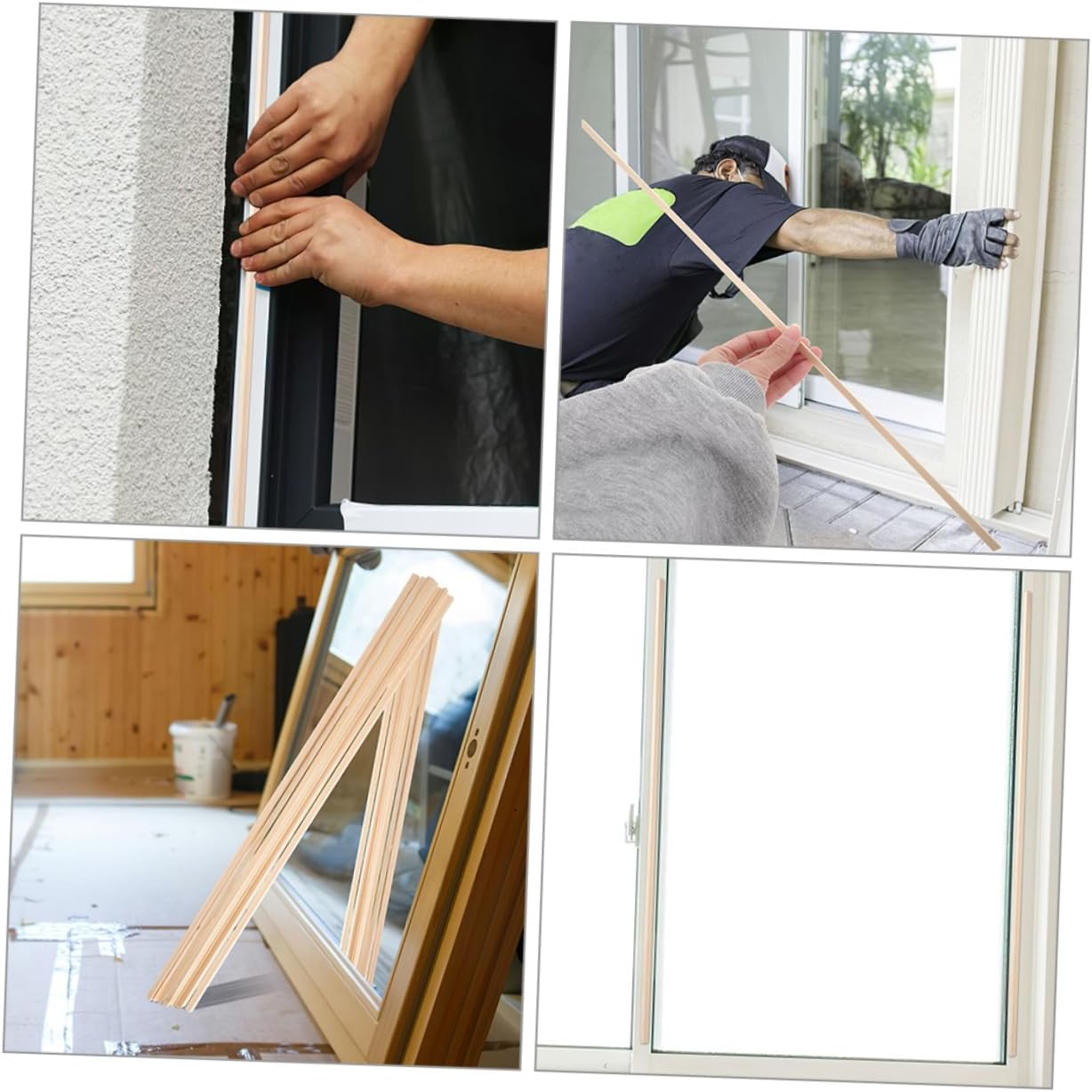 10pcs Isosceles Triangle Wooden Strips Window Trim Molding for Screen Window Decor