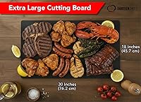 Vista 2 de Thirteen Chefs Tabla de cortar extra grande de 30 x 18 para pescado, carne, barbacoa, plástico negro de 1/2 pulgada de grosor, polietileno HDPP