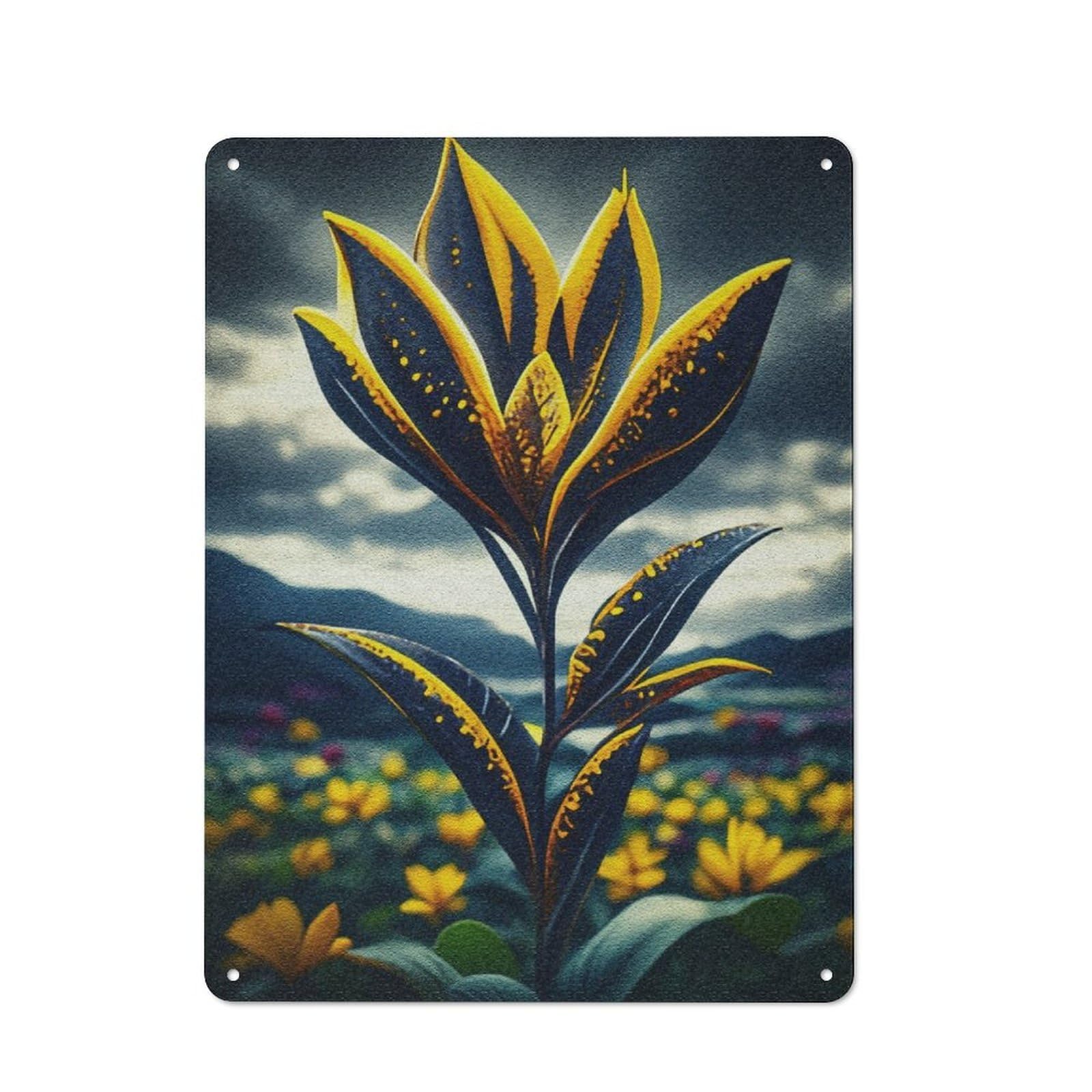 Junmoney Golden Flower In Field Retro Metal Wall Sign 40X30cm With For Living Room Wall, Housewarming Wall Decor For People Furnishing Living Room