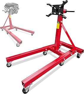 Engine Stand, 2000LBS Capacity Engine Motor Stand with 360-Degree Rotating Head,6 Casters, 4 Adjustable Arms,Folding Heavy-Duty Steel Engine Lift Stand for Auto Motor Repair