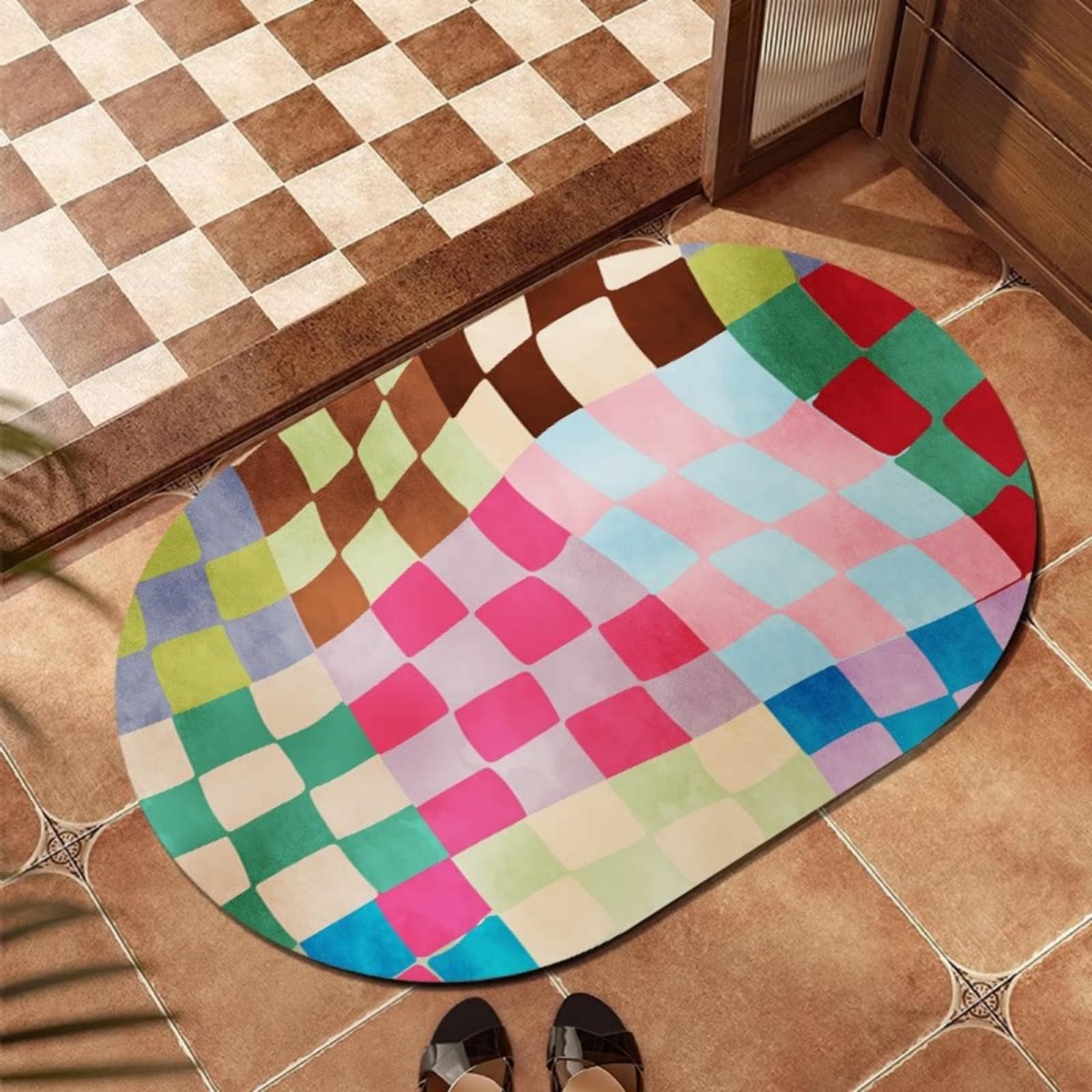 Tapis de baignoire vert et rose contre les glissades et l'humidité