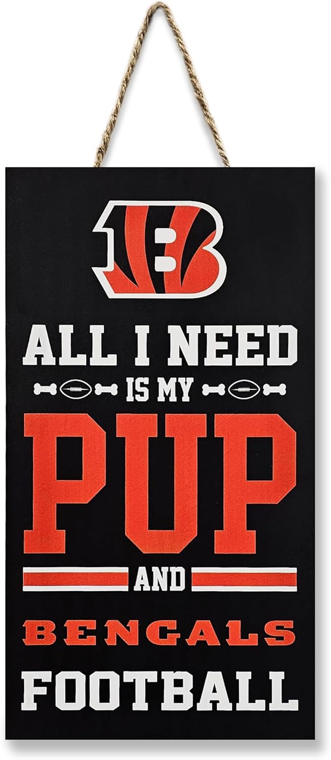 NFL Green Bay Packers Property Sign "ALL I NEED IS MY PUP AND FOOTBALL" Yard Sign. Sporty Fence Sign. NFL Football Fan Yard Decor Waterproof Wooden Wall Sign Indoor & Outdoor with Team Logo!