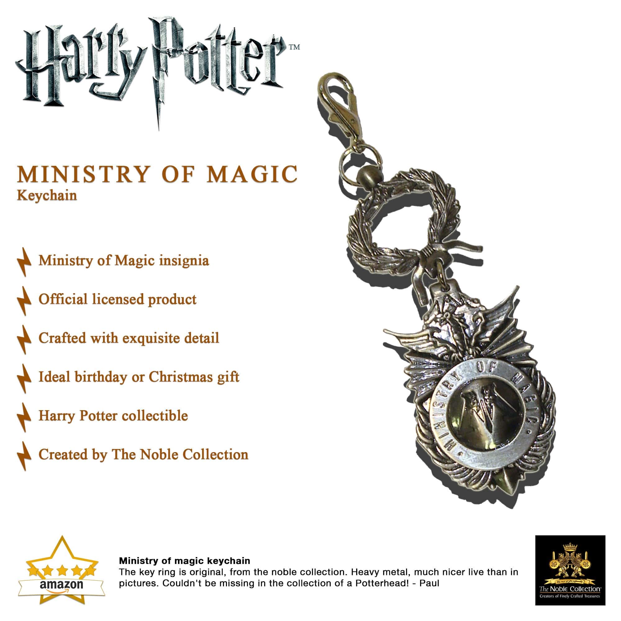 The Noble Collection Harry Potter Ministry of Magic Keychain, 2in (4.5cm) Ministry of Magic Insignia - Image 2