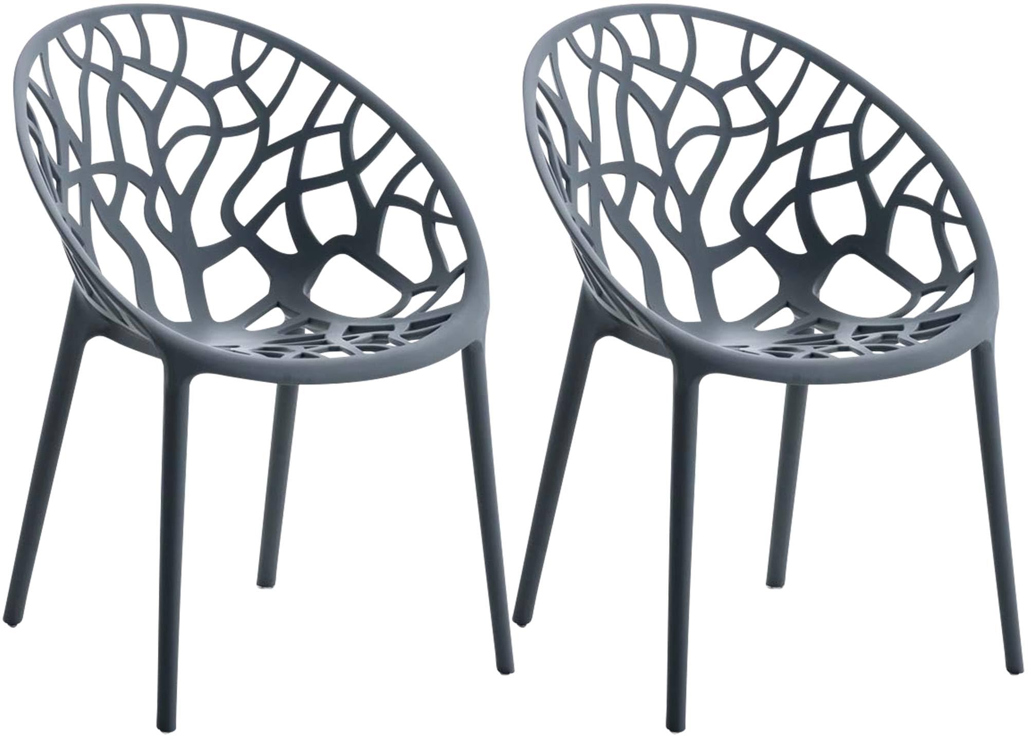 CLP Gartenstühle 2er Set stapelbar wetterfest Hope, Gartensessel mit Lehnen UV-beständig, Outdoorstühle aus Kunststoff bis 150 kg belastbar Farbe anthrazit
