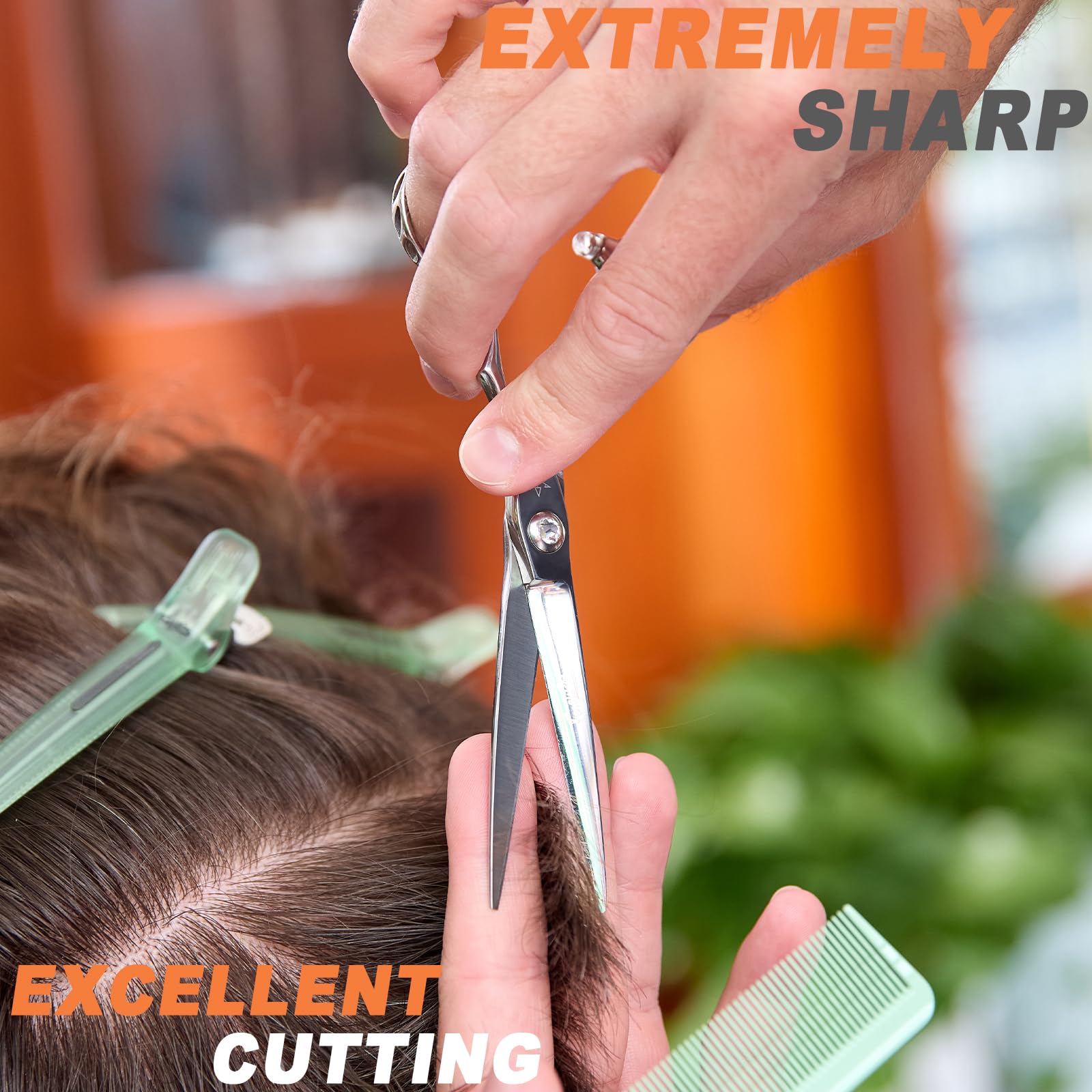 Tijeras de corte de pelo de peluquería profesional afiladas para el cabello, tijeras de corte de pelo de 5.8 pulgadas hechas de aleación de acero inoxidable avanzada para peluquería y uso 5