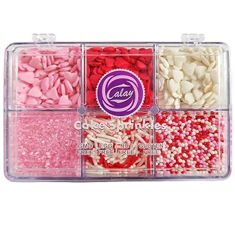 Senchanting Edible Valentines Sprinkles for Cake Decorating Baking, Red Pink and White Heart Sprinkles, Pastel Sprinkles for Cookies Cupcake Decorating 130g/4.59oz