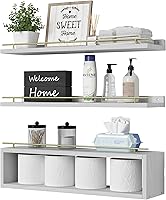 Vista 11 de WOPITUES Estantes flotantes para pared con estante de cubo, estantes de pared con riel de metal para decoración de baño, organizadores