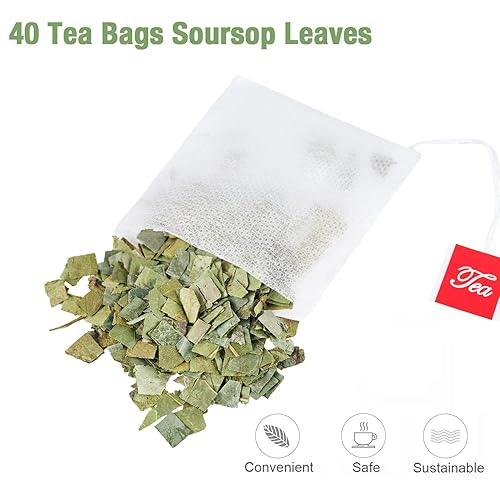 Miniatura 2 de 40 Bolsitas de Té Natural de Guanábana, Té de Hojas de Guanábana, Té de Hojas de Graviola de Guanábana Secas, Té de Guanábana, Hojas de Té de