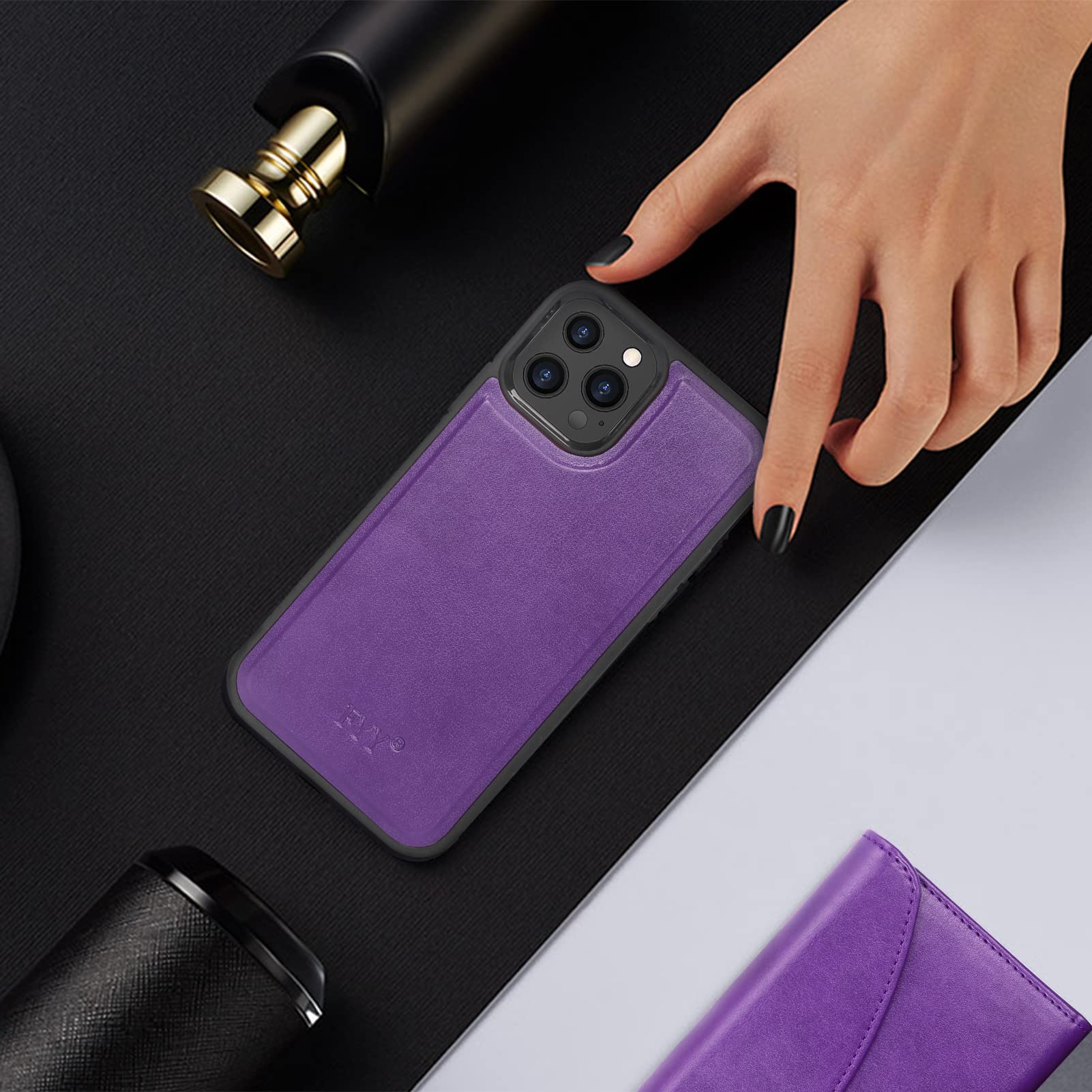 Sanxir IPhone 13 Pro Max Hülle Mit EMF/RF-Schutz – Aus Graphen-Material, Veganem Leder & RFID-Schutz