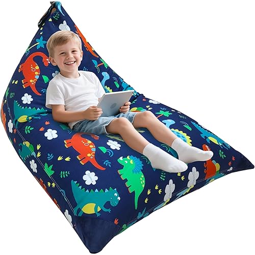Jorbest Stuffed Animal Storage Bean Bag Chair Cover for Kids Adults, Dinosaur Stuffed Animal Bean Bag Storage, Dinosaur Storage Bag - Cover ONLY(200 L/52 Gal)