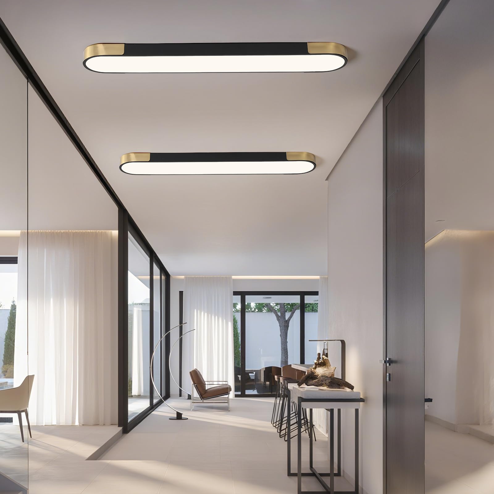 Tioolo Dimmbare LED-Deckenleuchten für Unterputzmontage, 1,2 m, LED-Surround-Deckenleuchte mit linearem Fernlichtzubehör für Küche, Waschküche, Schrank, Garage, Büro, Flur (60 W)
