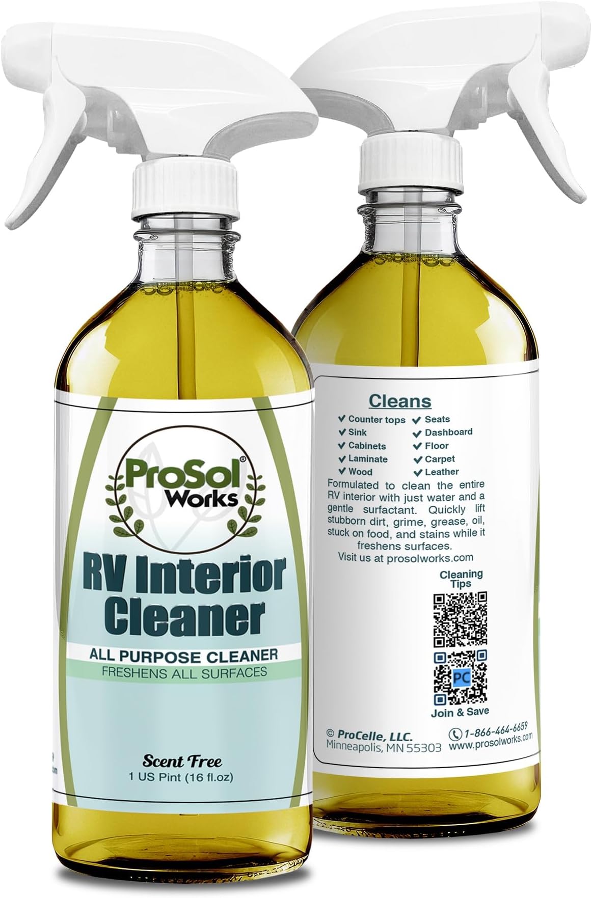 RV Interior Cleaner 16 oz - Camper All Purpose Cleaner for RVs, Toilet, Countertops, Flooring, Upholstery, Fabric, Leather & More - Natural Clean - Safe on All Surfaces