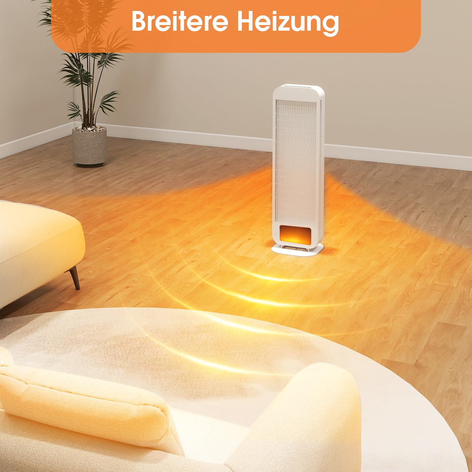 Infrarotheizung Standgerät Standfuß, Infrarot Heizstrahler mit LED Flammeneffekt, Infrarotstrahler 1400 Watt, Standheizstrahler mit Drehknopf, Standheizung Elektrisch, Elektroheizung, Strahlend, Weiß