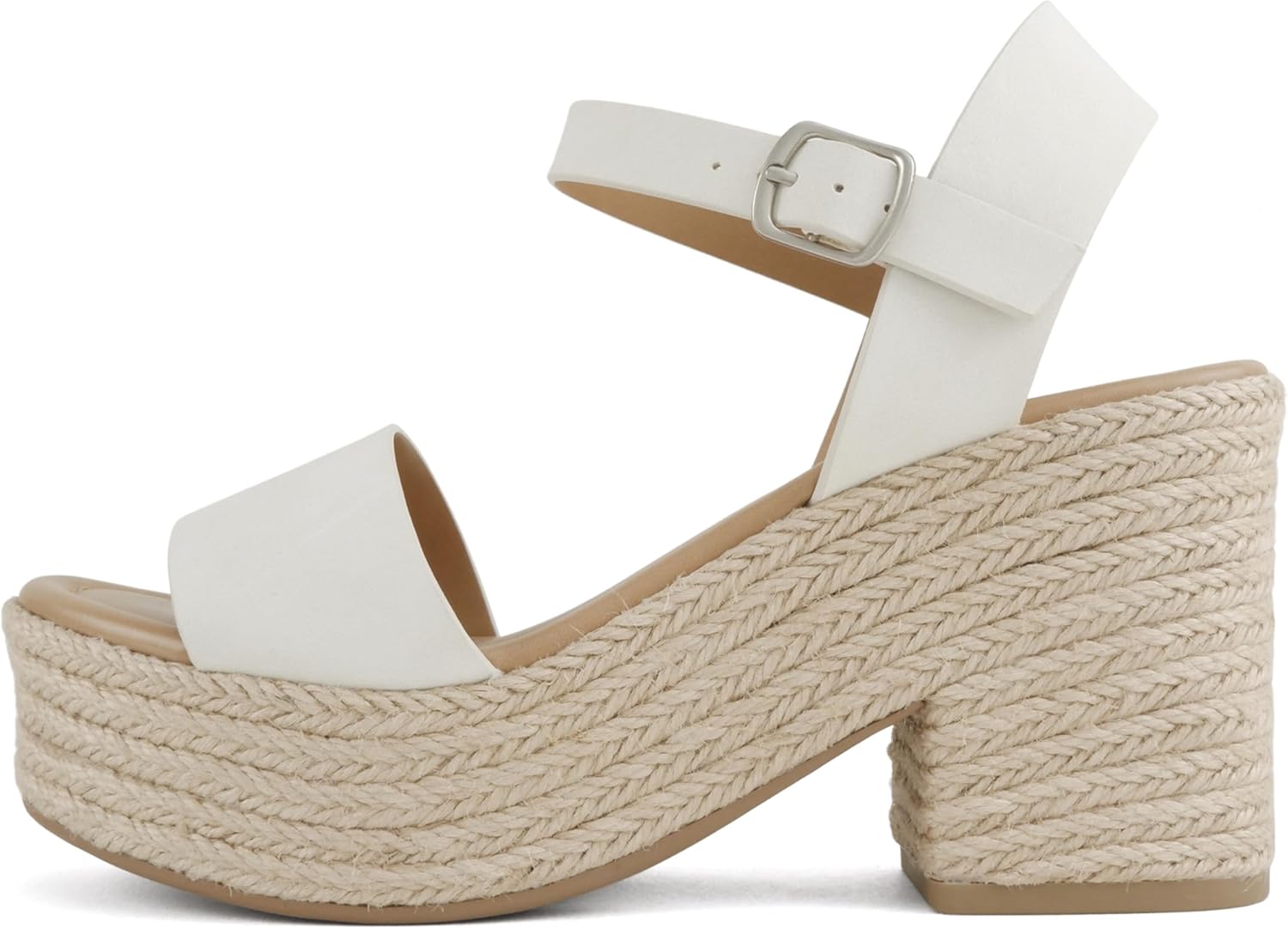 Soda Women's Castle Jute Open Toe Ankle Strap Platform Wedge