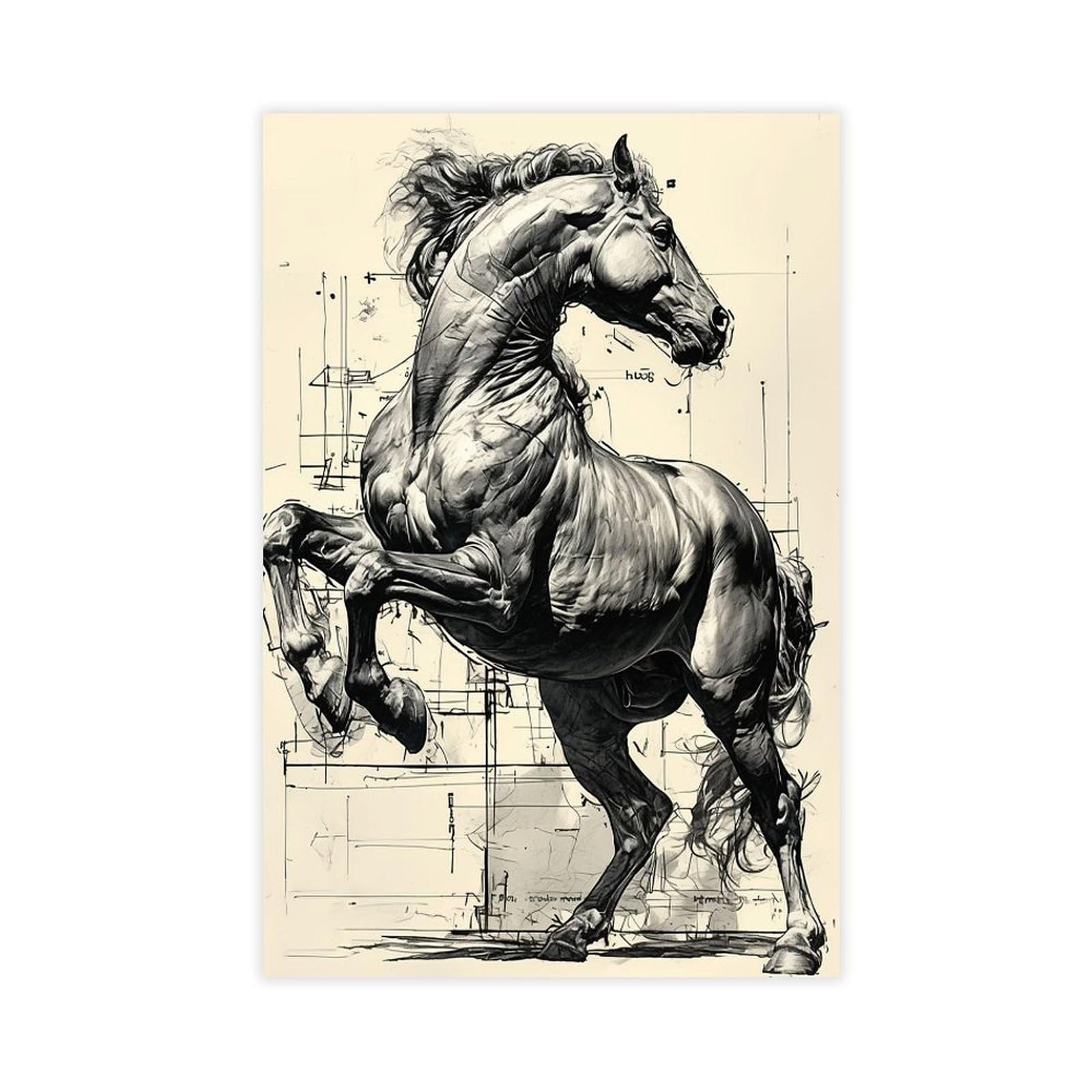 Bareronor Interesting Abstract Horse (4) Canvas Poster Bedroom Decor Landscape Office Room Decor Gift 20" L X 30" W
