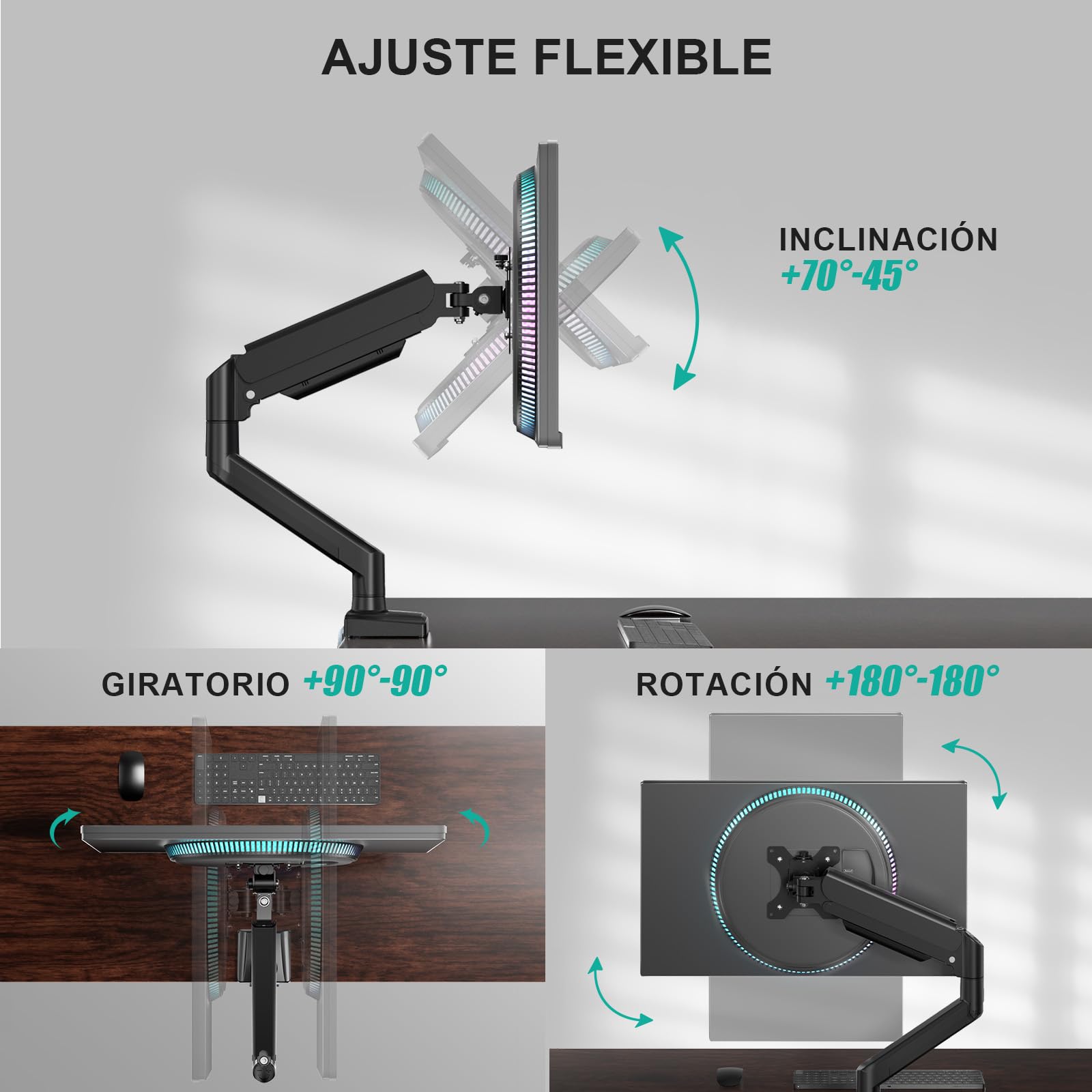 WALI Soporte de Monitor Individual para Pantallas de 13 a 34 Pulgadas, Brazo Ajustable para monitores Individuales, Pantalla Regular de hasta 32 Pulgadas, 26.5 Libras, Soporte para Monitor de