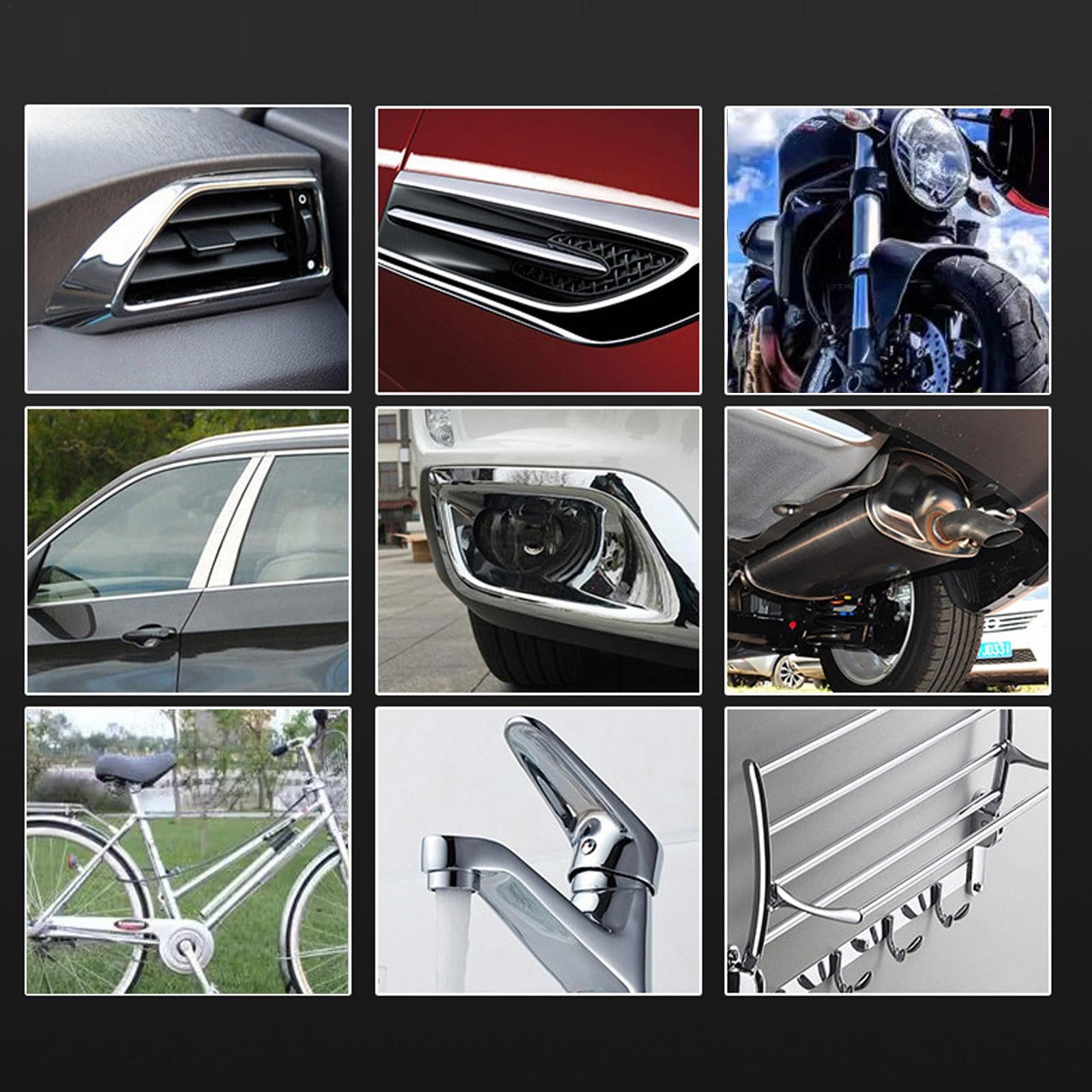 Car Chrome Restorer - 43g Car Bumper Chrome Restorer, Automotive Chrome Repair | Safe Chrome Oxidation Remover, Metal Restorer Spray, Chrome Restoration Kit, Scratch & Rust Remover for Cars & Trucks