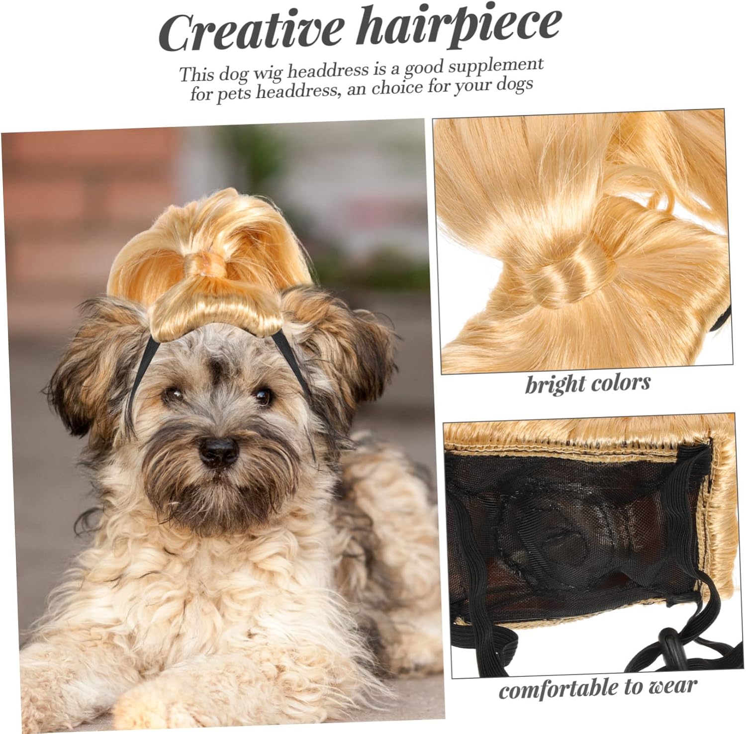 POPETPOP 4pcs Pet Curls Wig Hat for Dogs and Cats Adorable Headpiece Elastic Strap for Comfortable Wear for Parties Dress-up and Pet Cosplay Fun Accessory