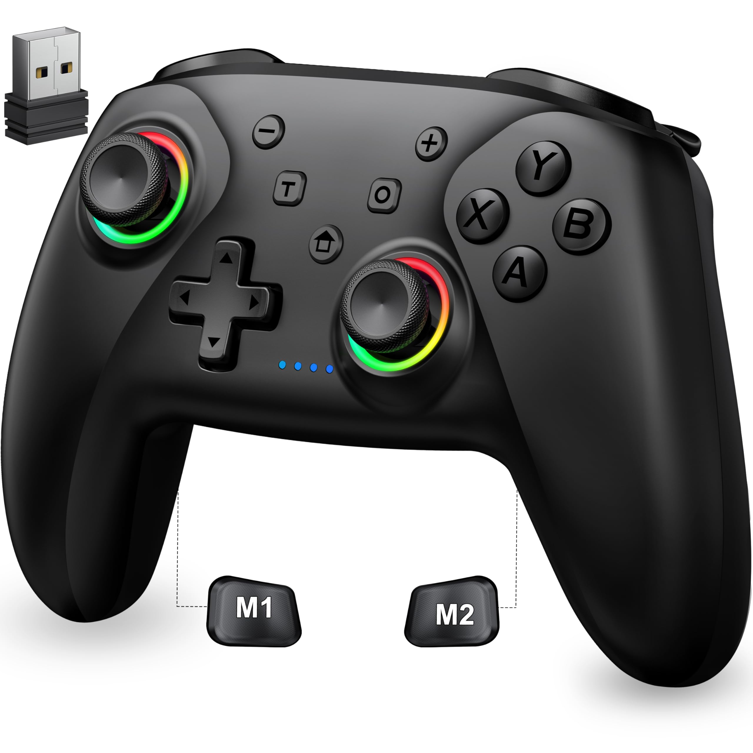 PC Gaming Controller - Enhanced Wireless Blue-tooth Controller with Hall Joysticks &amp; 1000mAh Battery-PC Controller Work for Android/iOS/Steam and Switch 2/1 with Turbo Controller with Programmable