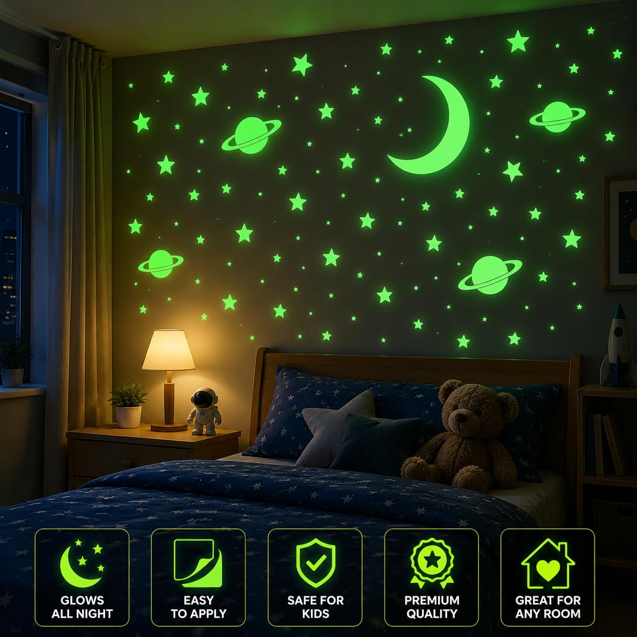 Glow Wall Stickers - Starry Night Design -3