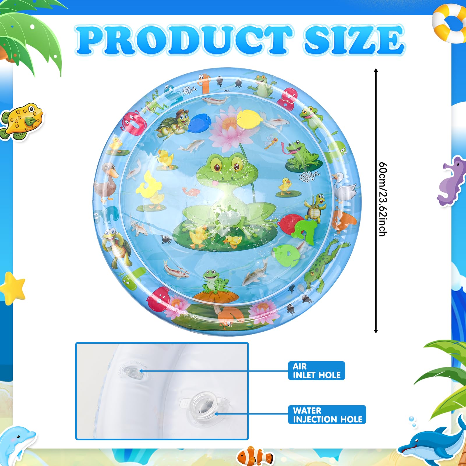 YAOZUP Tappeto Acqua Gatto, Tappeto d'acqua Sensoriale Addensato di Alta Qualità, Tappeto Gonfiabile con Sensore d'acqua, Tappeto d'acqua Interattivo Estivo per Gatti e Cani (Rana)