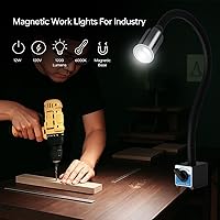 Vista 2 de Luz de trabajo magnética LED, lámpara de trabajo de cuello de cisne flexible de 1420 lúmenes de 20 pulgadas con base magnética fuerte para máquinas