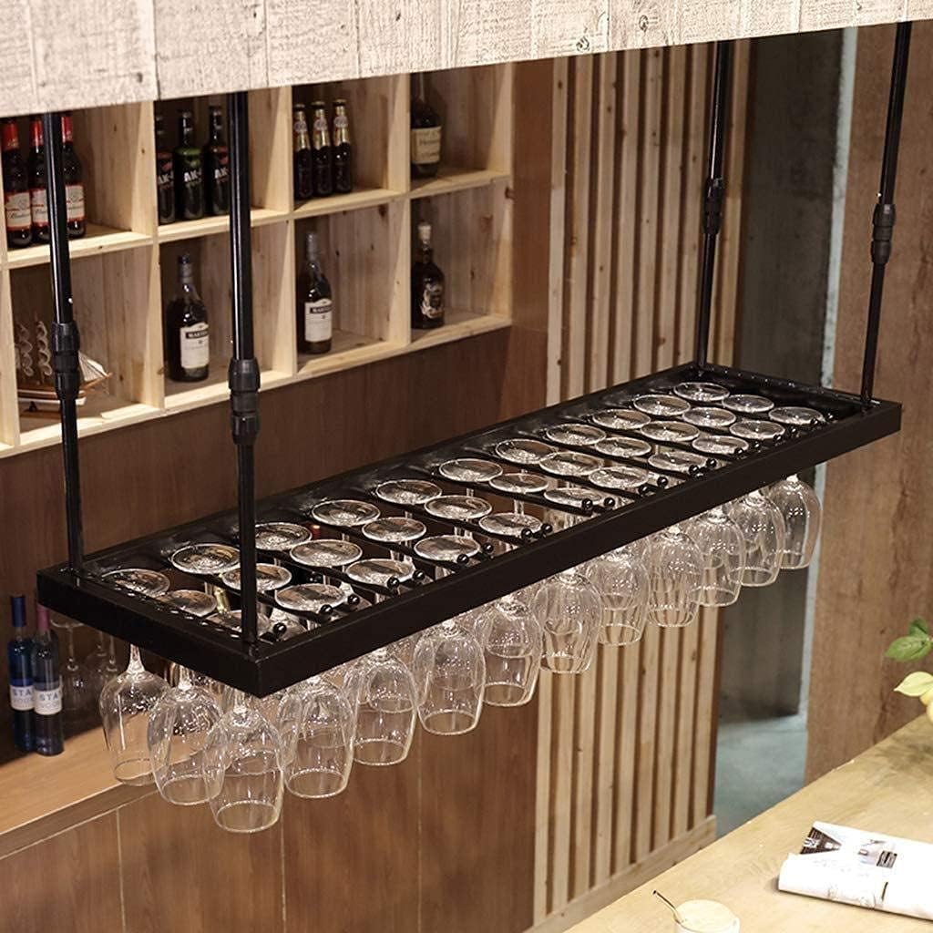 Wine Display Rack,Bar Unit Floating Shees Ceiling Mounted Hanging Wine Bottle Holder Metal,Adjustable Ceiling Storage Rack,Storage Shee,Vintage Style Decoration Application,Multi-S