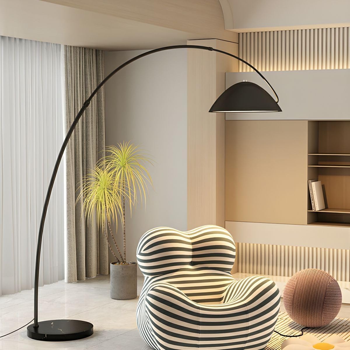 Decart Metal Modern Floor Light with Dome Shade | 3-Color LED Standing Lamp for Living Room, Bedroom & Corners | Stylish Home Decor Light (Black)-image-47