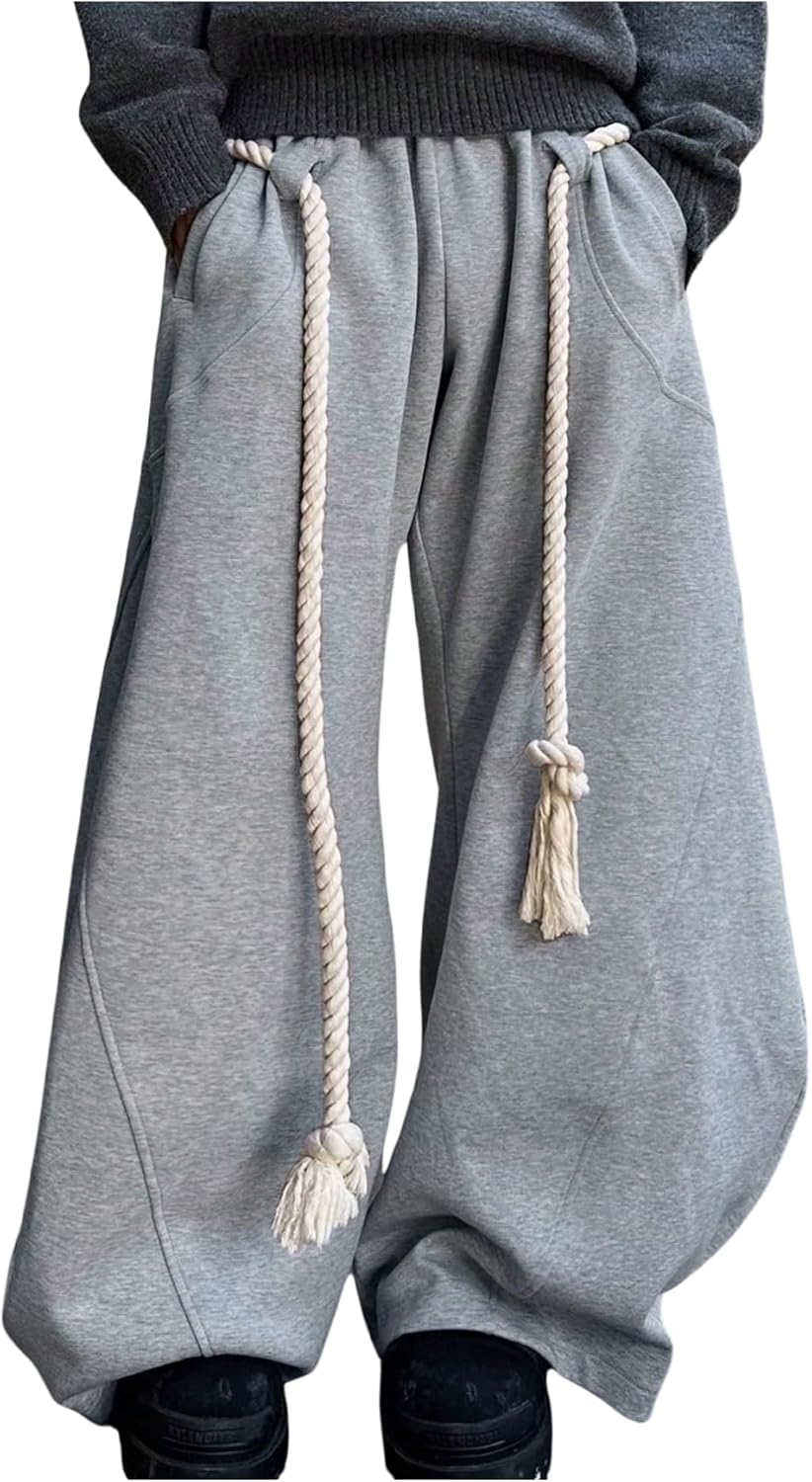 Men's Baggy Sweatpants Elastic Waist Wide Leg Sports Athletic Sweat Pants with Pockets