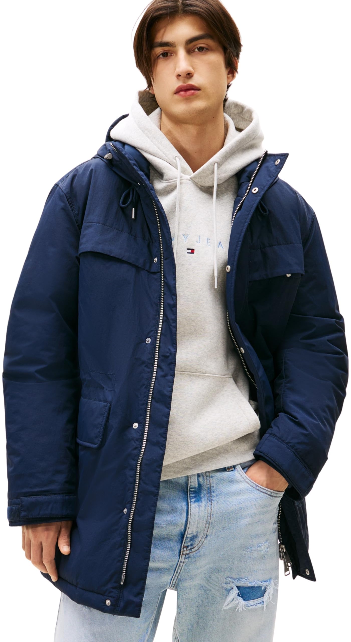 Tommy Jeans Men’s City Ready Parka with Hood, Blue (Dark Night Navy), L